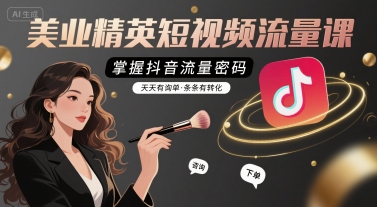美业精英短视频流量课，掌握抖音流量密码，天天有询单，条条有转化-皮皮网创