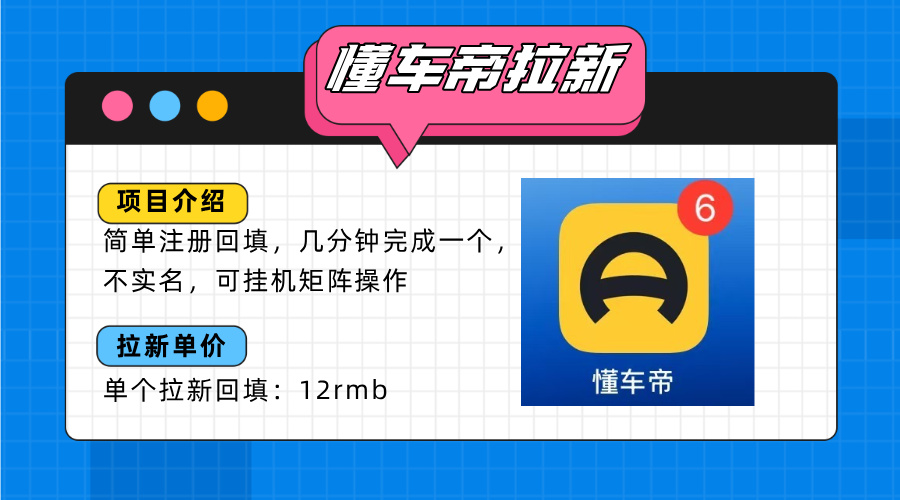 懂车帝邪修拉新玩法，简单注册回填，不sm，单个拉新12rmb，轻松日入200+-皮皮网创