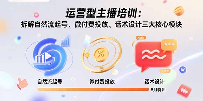 运营型主播培训：拆解自然流起号、微付费投放、话术设计三大核心模块-8月-皮皮网创