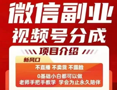 微信副业视频号分成，不直播 不卖货 不露脸，三五分钟即可完成一条作，每日收益几十、几张不等-皮皮网创