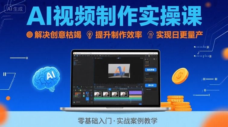 Ai视频制作实操课，解决创意枯竭、效率低下痛点，实现日更量产可持续变现-皮皮网创