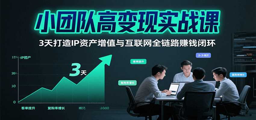 小团队高变现实战课，3天打造IP资产增值与互联网全链路赚钱闭环(第二期)-皮皮网创