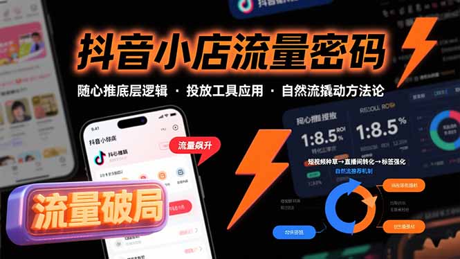 抖音小店流量密码，随心推底层逻辑，投放工具应用，自然流撬动核心方法论-皮皮网创