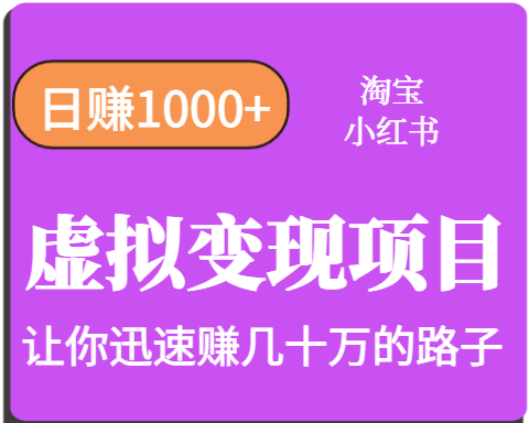 淘宝OR小红书虚拟变现，日赚1000+，多账号操作年收入几十W不等-皮皮网创