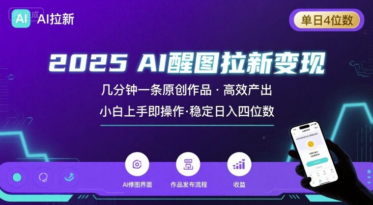 2025最强AI醒图拉新，几分钟一条原创作品，单日收入4位数，小白也能上手操作-皮皮网创