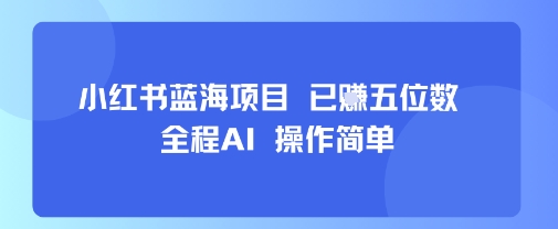 小红书蓝海项目，全程AI，操作简单，已挣五位数-皮皮网创