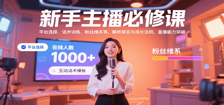 新手主播必修课：平台选择、话术训练、粉丝维系等，解析禁忌与成长法则，突破直播能力-皮皮网创
