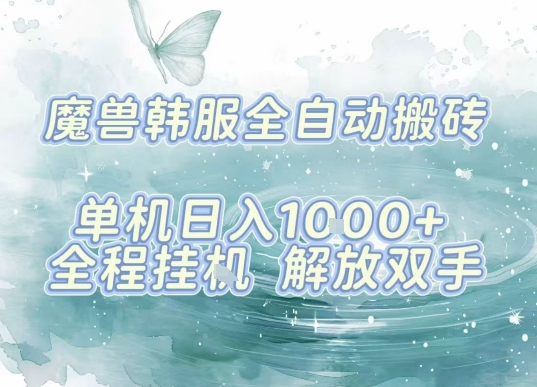 最新韩服游戏搬砖，单机日入1k+，全自动运行挂G项目，解放双手【揭秘】-皮皮网创