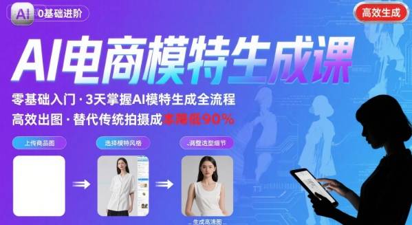 AI模特进阶课程，0基础高效生成逼真电商模特图-皮皮网创