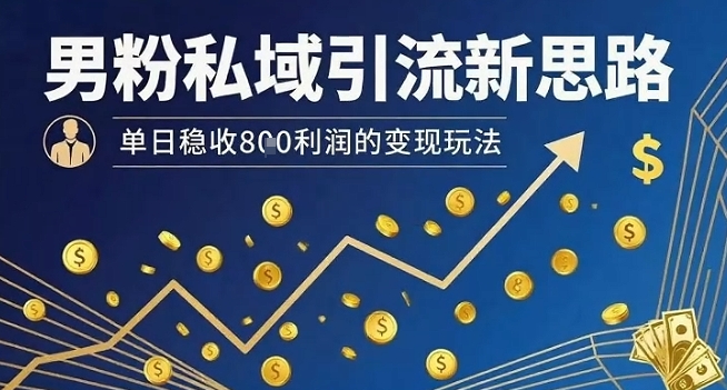 男粉私域引流新思路，单日稳收8张利润的变现玩法-皮皮网创
