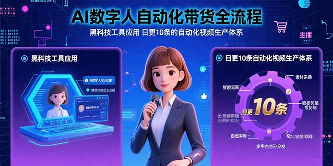 AI数字人自动化带货全流程：黑科技工具应用 日更10条的自动化视频生产体系-皮皮网创