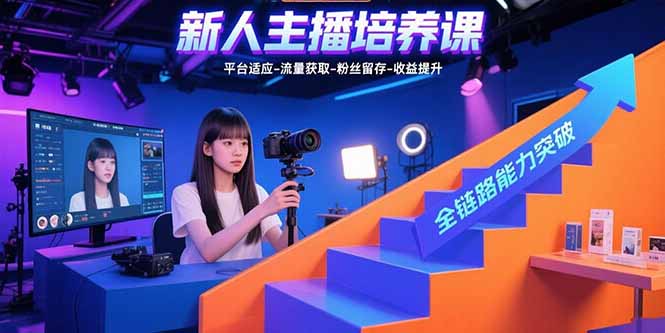 新人主播培养课：平台适应-流量获取-粉丝留存-收益提升 全链路能力突破-皮皮网创