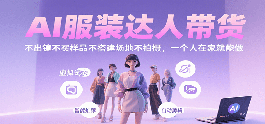 AI服装达人带货，不出镜不买样品不搭建场地不拍摄，一个人在家就能做-皮皮网创