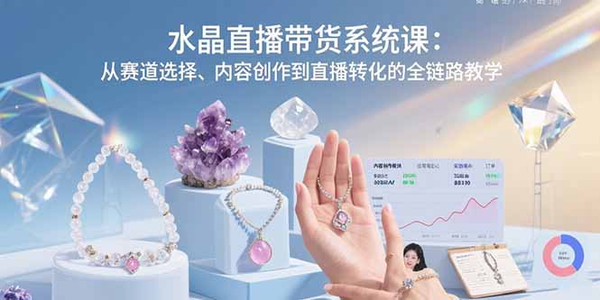 水晶直播带货系统课：从赛道选择、内容创作到直播转化的全链路教学-皮皮网创