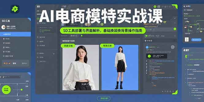 AI电商模特实战课，SD工具部署与界面解析，基础换装换背景操作指南-皮皮网创