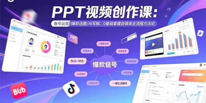 PPT视频创作课：账号运营/爆款选题/AI写稿，0基础掌握自媒体全流程方法论-皮皮网创
