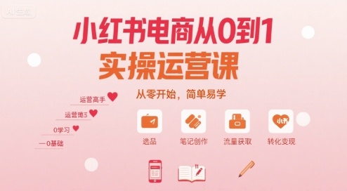 小红书电商从0到1实操运营课，从零开始，简单易学-皮皮网创