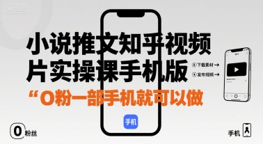 小说推文知乎视频图片实操课手机版，0粉一部手机就可以做-皮皮网创