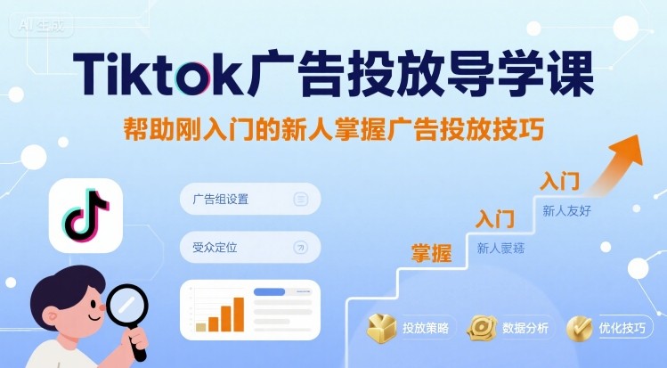Tiktok广告投放导学课，帮助刚入门的新人掌握广告投放技巧-皮皮网创