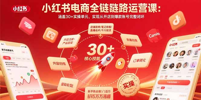 小红书电商全链路运营课：涵盖30+实操单元，实现从开店到爆款账号完整闭环-皮皮网创