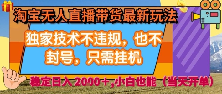 淘宝无人直播带货最新玩法，独家技术不违规，也不封号，全自动运行，只需挂着，  稳定日入2k【揭秘】-皮皮网创