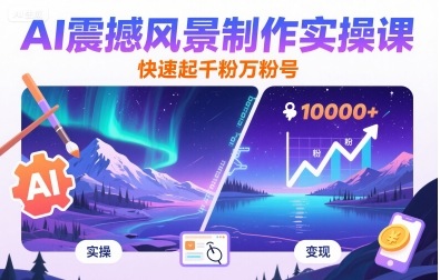 AI震撼风景制作实操课，快速起千粉万粉号-皮皮网创