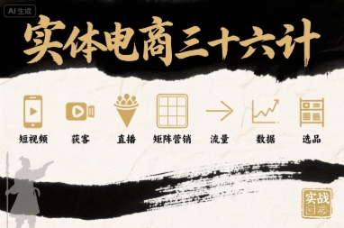 实体电商三十六计，短视频-获客-直播-矩阵营销-流量-数据-选品-皮皮网创