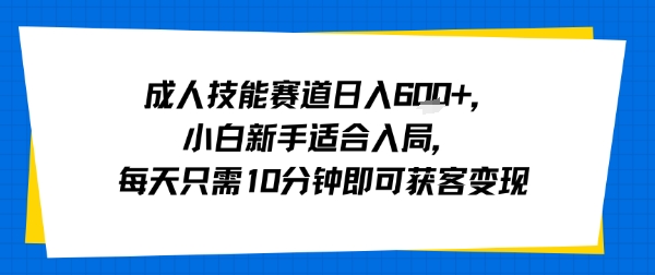 成人技能赛道日入多张，小白新手适合入局，每天只需10分钟即可获客变现-皮皮网创