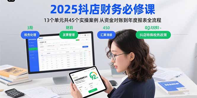 2025抖店财务必修课：13个单元共45个实操案例 从资金对账到年度报表全流程-皮皮网创