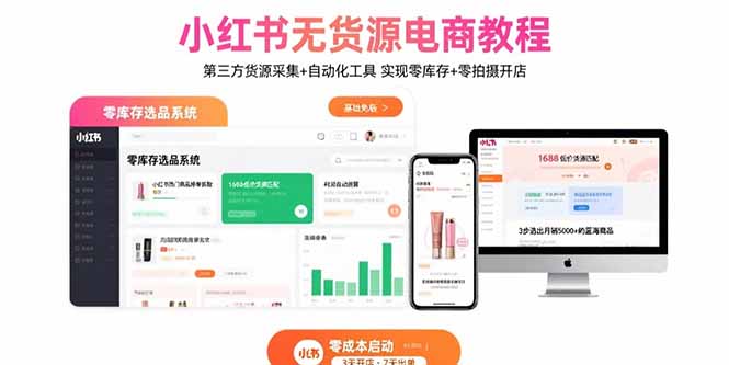 小红书无货源电商教程：第三方货源采集+自动化工具 实现零库存+零拍摄开店-皮皮网创