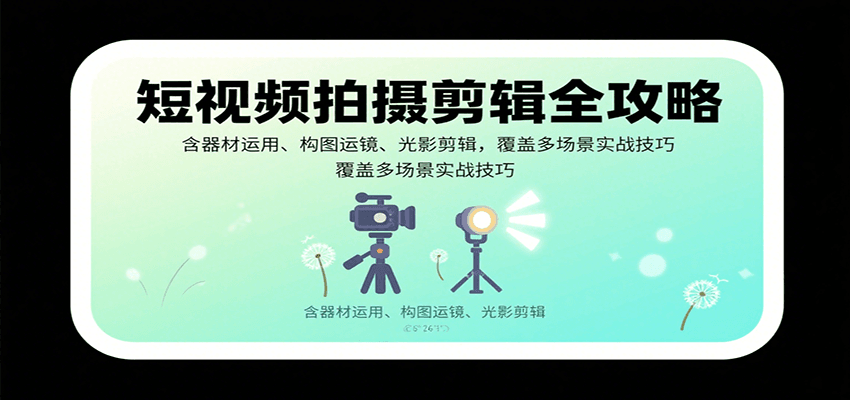 短视频拍摄剪辑全攻略：含器材运用、构图运镜、光影剪辑，覆盖多场景实战技巧-皮皮网创
