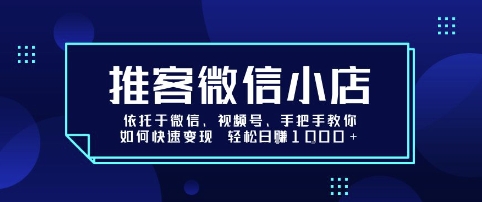 推客微信小店依托于微信、视频号，手把手教你如何快速变现 轻松日入1k+【揭秘】-皮皮网创