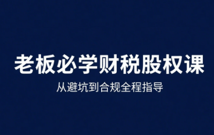 唐老师·25年企业财税与股权实战课-皮皮网创