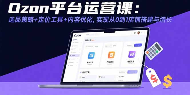 Ozon平台运营课：选品策略+定价工具+内容优化，实现从0到1店铺搭建与增长-皮皮网创