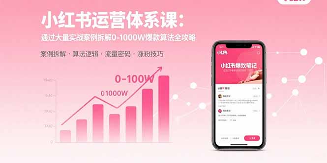 小红书运营体系课：通过大量实战案例拆解0-1000W爆款算法全攻略-皮皮网创