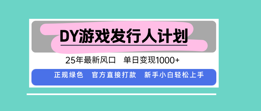 DY小游戏发行人计划，25年最新风口，单日变现1000+，官方 直接打款，新…-皮皮网创