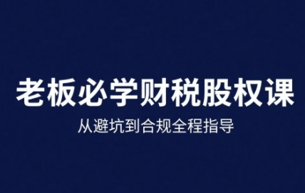 25年企业财税与股权实战课，从避坑到合规全程指导-皮皮网创