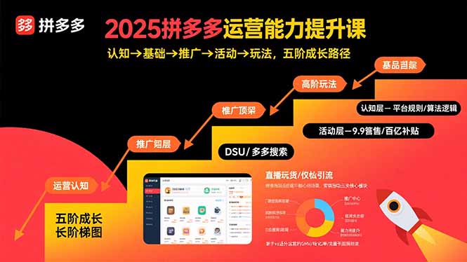 2025拼多多运营能力提升课：认知→基础→推广→活动→玩法，五阶成长路径-皮皮网创