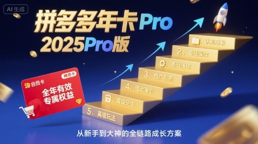 拼多多年卡2025Pro版，五大板块从认知到基础、从推广到活动、从活动到玩法-皮皮网创
