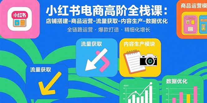 小红书电商高阶全栈课：店铺搭建-商品运营-流量获取-内容生产-数据优化-皮皮网创