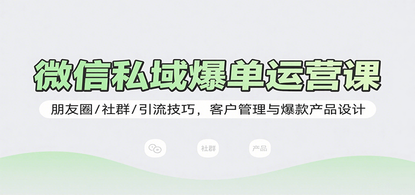 微信私域爆单运营课：朋友圈/社群/引流技巧，客户管理与爆款产品设计-皮皮网创