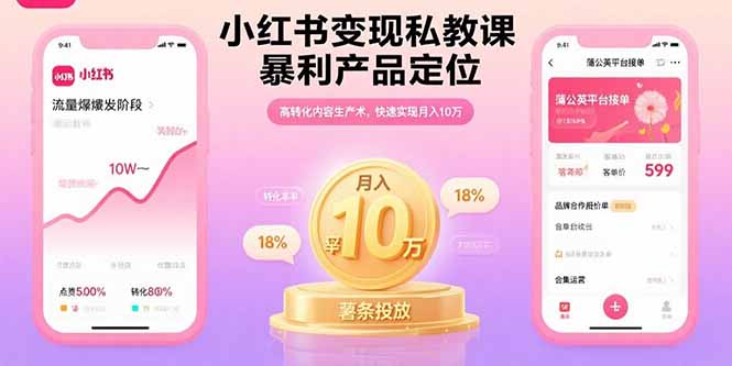 小红书变现私教课，暴利产品定位，高转化内容生产术，快速实现月入10万-皮皮网创