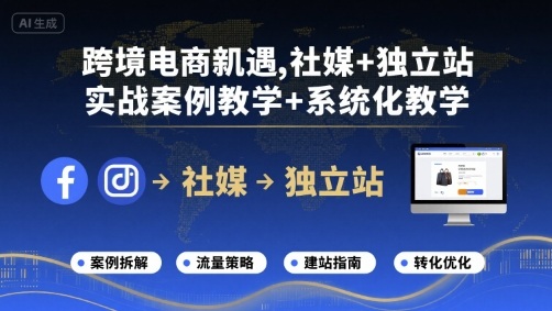 跨境电商新机遇，社媒+独立站，实战案例教学+系统化教学-皮皮网创