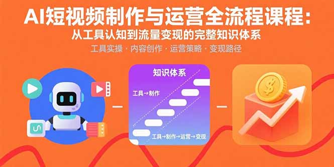 AI短视频制作与运营全流程课程：从工具认知到流量变现的完整知识体系-皮皮网创