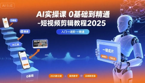 AI实操课0基础到精通-短视频剪辑教程2025-皮皮网创