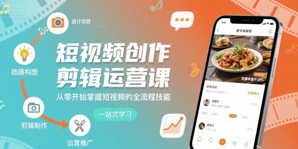 短视频创作剪辑运营课，从零开始掌握短视频的全流程技能-皮皮网创