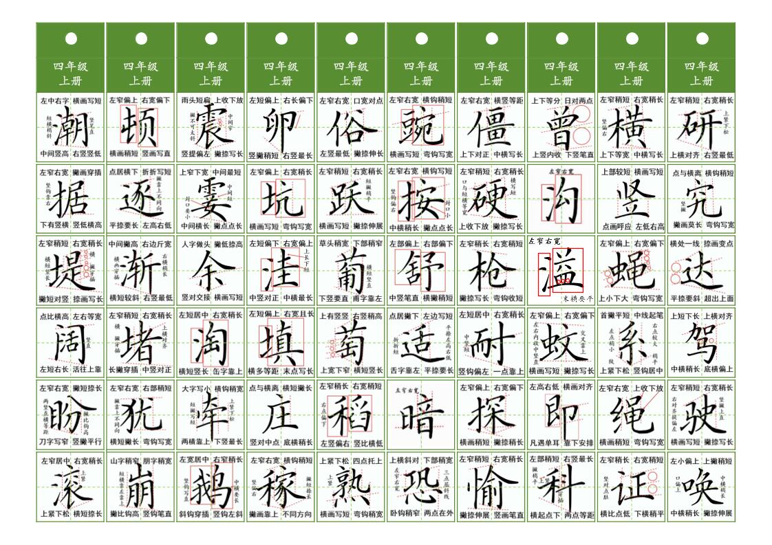 四年级上语文同步精讲字卡（共10页）-皮皮网创