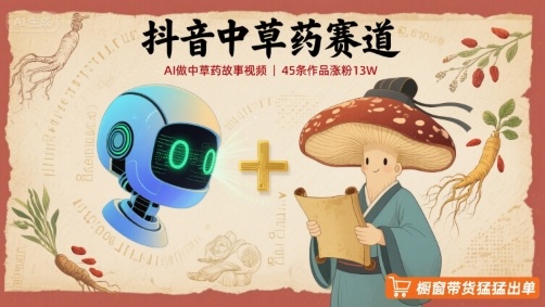 抖音中草药赛道，用AI做中草药故事视频，45条作品涨粉13W，橱窗带货猛猛出单-皮皮网创