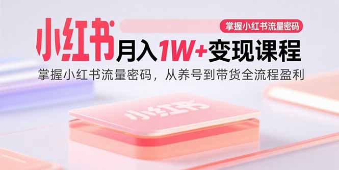 小红书月入1W+变现课程：掌握小红书流量密码，从养号到带货全流程盈利-皮皮网创