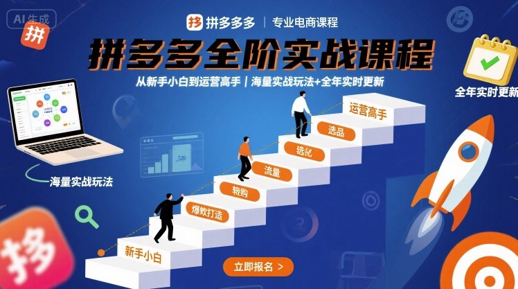 拼多多全阶实战课程，从新手小白到运营高手，海量实战玩法+全年实时更新【2025年9月更新】-皮皮网创